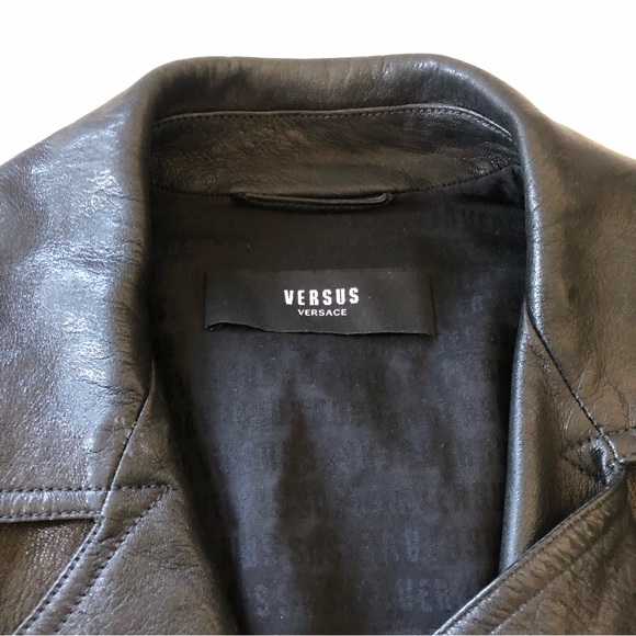 Versace Versus Black Leather Jacket Motorcycle - Picture 2 of 6